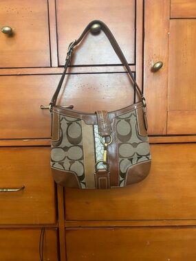 Brown Signature Coach Canvas Shoulder Bag